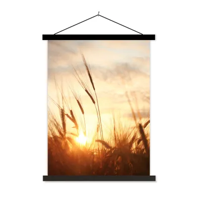 Produktbild von MuchoWow® Textilposter Schilf - Gras - Sonnenuntergang - Natur - Horizont 120x160 cm mit schwarzem Rahmen - Magnetischer