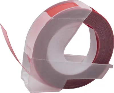 Produktbild von vhbw 3D Prägeband-Schriftband-Kassette kompatibel mit Phomemo E975 Etiketten-Drucker 3m x 9mm Weiß auf Rot