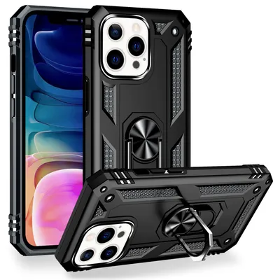 Obrázok produktu pre NALIA Ring puzdro pre iPhone 13 Pro Max, tvrdé puzdro s TPU silikónovým nárazníkom, čierne