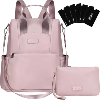 Produktbild von Eshow Rucksack Damen Diebstahlschutz inkl. RFID Clutch Bag 3-in-1 Rosa