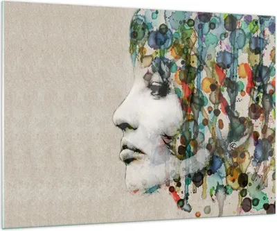 Produktbild von Bilder auf glas - Gesicht Frau - 100x70cm - Glasbilder - Wandbilder - Kunstdruck - zum Aufhängen bereit - Wanddekoration aus Glas - Glas Bilder - Wandbild auf Glas - Einteilig - GAA100x70-3533