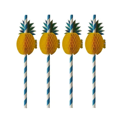 Produktbild von Trinkhalme, Papier Ø 6 mm · 20 cm blau/weiss "Pineapple"