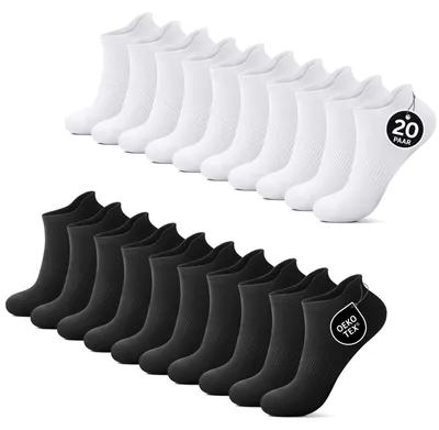 Produktbild von YouShow 20 Paar Sneaker Socken Herren Damen, Atmungsaktive Knöchelsocken