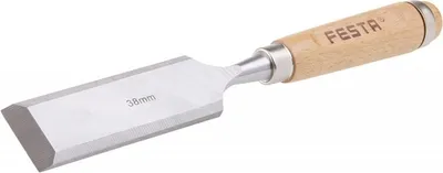 Produktbild von Meißel aus geschmiedetem CrV-Stahl mit ergonomischem Buchenholzgriff, 38x290mm