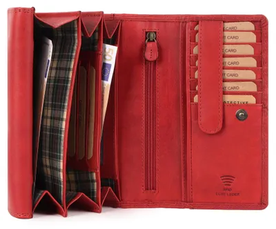 Produktbild von Benthill Damen Geldbörse Echt Leder - XL Portemonnaie mit RFID Schutz - Vintage Portmonee mit viel Platz - Echtleder Damenbörse inkl. Geschenkbox