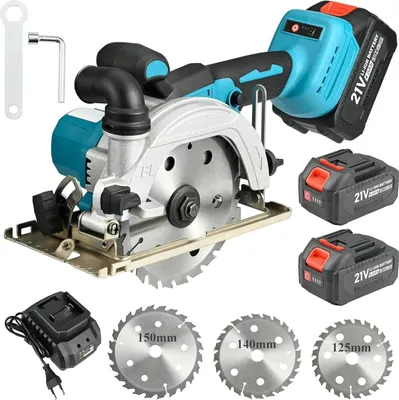 Image de Scie circulaire sans fil de 150 mm - Moteur sans balais - Profondeur de coupe de 54 mm, inclinaison de 45° - Outil manuel pour les bricoleurs - 2 batteries de 18 V, 1 chargeur