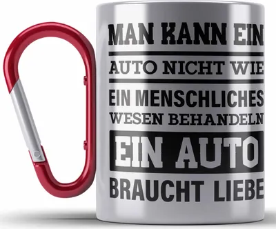 Produktbild von Trendation - Autotuner Edelstahl Tasse Karabiner Geschenke Autotuner Geschenkidee Autoliebhaber Edelstahl Tasse Karabiner für Männer Autofan Karabiner Edelstahl Tasse Karabiner Edelstahl (Rot)