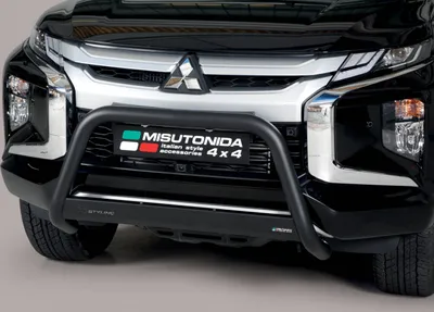 Produktbild von J&J AUTOMOTIVE | Ladekantenschutz Stoßstange Schweller Für Mitsubishi L200 Double Cab ab 2019 Ø 63mm Schwarz, Edelstahl Chrom, Auf Stoßfänger, Hinten, Stoßstangen, Ladekantenschutz, Kofferraum Schutz