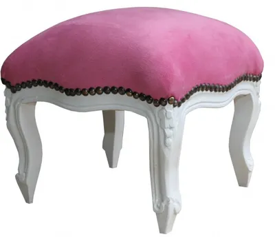 Immagine prodotto di Casa Padrino Sgabello barocco rosa / bianco - Mobili antichi - Sgabello