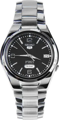 Produktbild von Seiko 5 Automatik Schwarz Zifferblatt Silber Edelstahl Herrenuhr SNK623K1