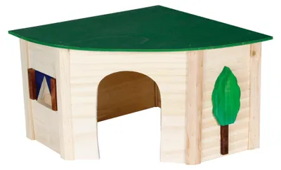 Produktbild von Karlie Wonderland Eckhaus Ecco - Nagetierhäuser - M - Holz - Natur/Grün - 24x34x16 cm