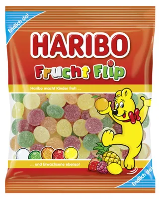 Obrázek produktu pro Haribo Fruit Flip sladké ovocné žvýkačky 5 různých 160g