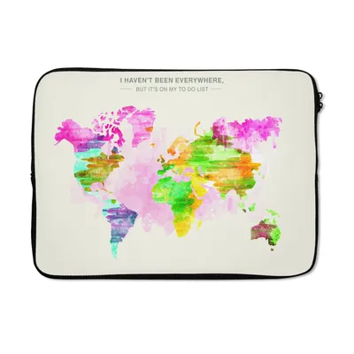 Produktbild von MuchoWow® Laptop Hülle 14 ZollWeltkarte - Farbe - Bunt Laptoptasche - Laptoptasche - Stoßsicher - Schutzhaube