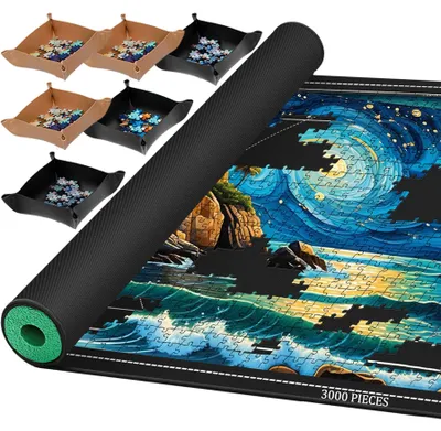 Aufrollbare Puzzlematte 126x92 cm, für bis zu 3000 Teile, mit Sortierfächern