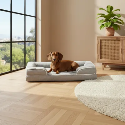 Produktbild von belviona Memoryfoam Hundebett orthopädisch, gelenkschonend & wasserabweisend mit abnehmbaren Bezug, 89x63x17 cm