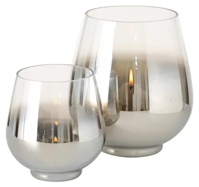 Windlicht Grazia, ø 18 cm, Höhe 20 cm, Silber-Transparent