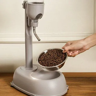 Produktbild von Famanu Automatische Futter- und Wasserspender – Futterbehälter mit Wasserflasche
