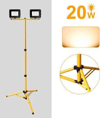 Immagine prodotto di Jopassy Proiettore a LED con treppiede Proiettore da costruzione per esterni IP66 Proiettore per giardino cortile cortile 2X20W bianco caldo