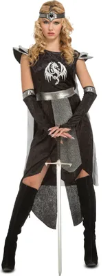 Produktbild von Drachenkriegerin Ritter-Kostüm schwarz-silber