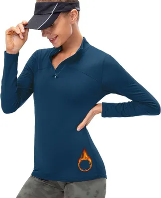 Produktbild von Langärmeliges Sportshirt für Damen mit halbem Reißverschluss