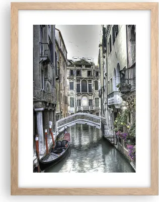 Produktbild von Gerahmtes Poster - Rahmen in heller Eiche - Venedig Brücke Wasser - 30x40 cm - Wand Bild - Wanddeko - Wandbilder - Wandposter - Bilderrahmen - Bilder - Kunstdruck - Wandbild - P2NPA30x40-3522