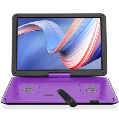 Produktbild von 17.5" Tragbarer DVD-Player mit 15.6" HD Drehbildschirm für Auto und Kinder mit Autoladegerät und AC Adapter für USB/SD-Karte/AV-Übertragung, Sync TV
