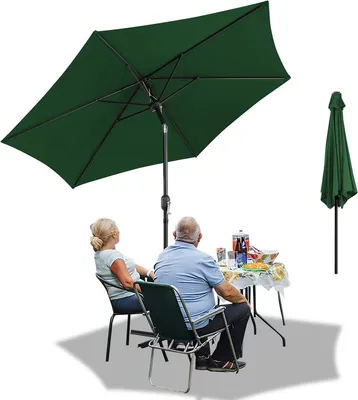 Produktbild von karpal 2.7m-3.5m Sonnenschirm Marktschirm mit Handkurbel UV40+ Outdoor-Schirm Terrassen Gartenschirm,Gruen,2.7m
