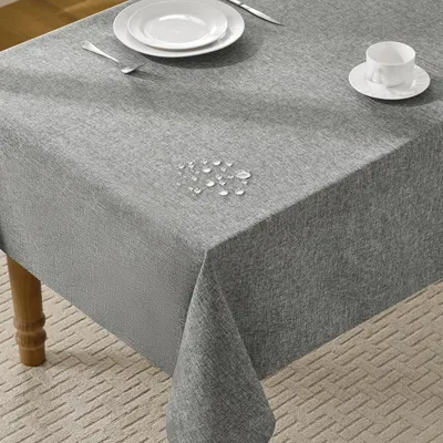 Produktbild von Tischdecke Leinenoptik 240x140 cm Grau Abwaschbar Wasserabweisend Rechteckig