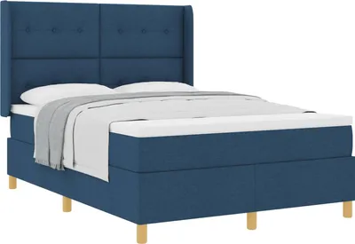 Produktbild von vidaXL Boxspringbett mit Matratze mit Kopfteil Blau 140 x 200 cm Stoff