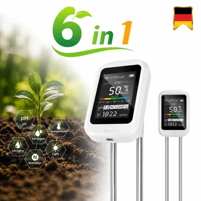 Produktbild von Digital Bodentester 6-in-1 pH-Wert Bodenmessgerät Pflanzenmessgerät für Garten