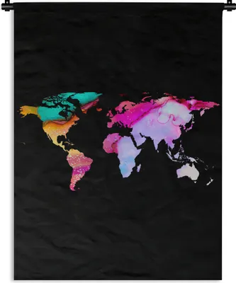 Produktbild von MuchoWow® Wandteppich Wandbehang Weltkarte - Regenbogen - Aquarell 150x200 cm Tapisserie Dekoration Wandtuch - Wandaufhängung - Moderner