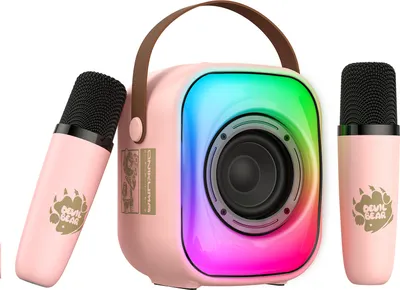 Obrázek produktu pro L7 BT Singing Speaker Karaoke Machine pro děti a dospělé se 2 bezdrátovými mikrofony a LED světly, přenosný malý karaoke stroj pro domácí párty