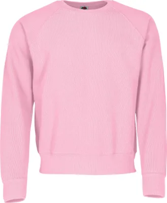 A pink sweatshirt is shown against a white background.
