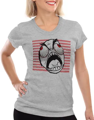 Produktbild von style3 Rage Gamer T-Shirt Damen Meme Karikatur Rageguy Internet Fuu, Farbe:Grau meliert, Größe:XS