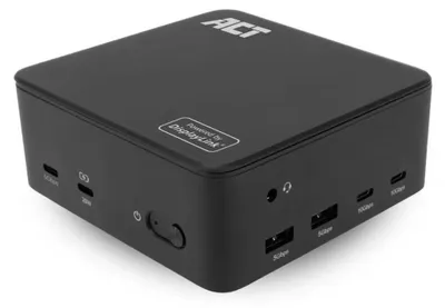 Produktbild von ACT Universelle USB-C-Dockingstation 4K, für 3 HDMI-/DisplayPort-Monitore, DisplayLink, Kabelgebunden, USB 3.2 Gen 2 (3.1 Gen 2) Type-C, 100 W, 3,5 mm, 100,10,1000 Mbit/s, Schwarz