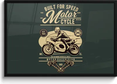 Produktbild von MuchoWow® MuchoWow® Gerahmtes Poster Mancave - Motorrad - Vintage - Zitate 90x60 cm - Poster mit zchwarzem Bilderrahmen - Fotorahmen - Foto-Plakat