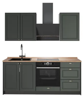 Produktbild von Singleküche Vicco Fame-Line Grün-Gold Landhaus/Anthrazit 190 cm, AP Eiche, Model 64852