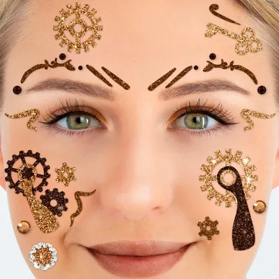Produktbild von Glitter Face Tattoo - Steampunk Brass Festival Karneval Sommer-Party Schminke