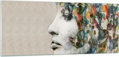 Produktbild von Bilder auf glas - Gesicht Frau - 100x40cm - Glasbilder - Wandbilder - Kunstdruck - zum Aufhängen bereit - Wanddekoration aus Glas - Glas Bilder - Wandbild auf Glas - Einteilig - GAB100x40-3533