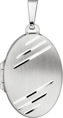 Produktbild von Medaillon Anhänger zum Öffnen für 2 Fotos oval aus 925 Silber matt-glänzänd