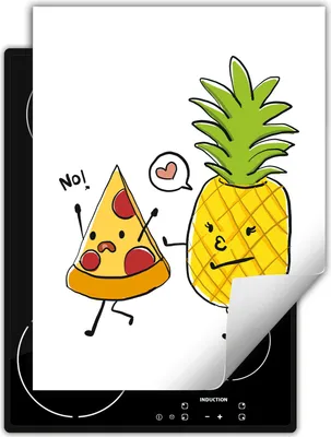 Produktbild von DarHaus Herdabdeckplatte Einteilig Küche Abdeckplatte für Glaskeramikkochfeld Abdeckung Induktionskochfeld Aufrollbare Matte 40x52 cm, Pizza - Ananas