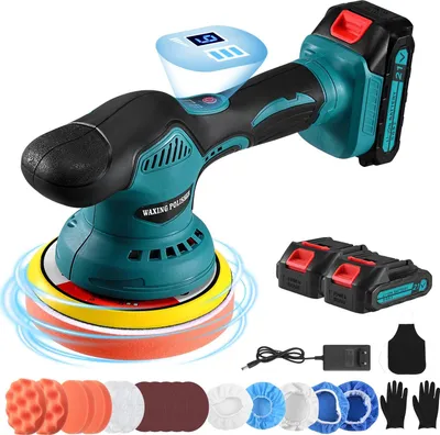 Produktbild von Auto-Poliermaschine - 12V Akku, kabellos - 2800–5500 U/min - 6 Stufen - Geräuscharm - Für Polieren & Wachsen - Grün