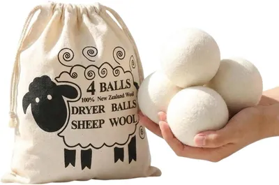 Productafbeelding van Droogbollen van 100% schapenwol, set van 4 stuks, XXL, natuurlijke vervanging voor wasverzachter voor de was