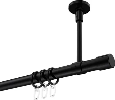 Produktbild von Interdeco Gardinenstange / Vorhangstange Schwarz, Typ Sonette Santo (Kappe) Deckenmontage, 20 mm Ø 1-läufig, 320 cm