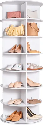 Produktbild von VEVOR Drehbarer Schuhregalturm Schuhregal zur Aufbewahrung mit 7 Ebenen, 360° drehbare Schuhpräsentation, Lazy Susan Schuhregal-Organizer, ideal für Schlafzimmer Wohnzimmer Eingangsbereich, weiß