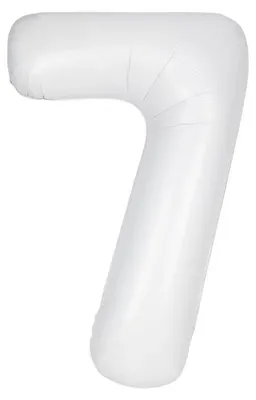 Produktbild von Folienballon Zahl 7 in Weiß, ca. 86 cm, für Geburtstag, Jubiläum, Helium & Luft