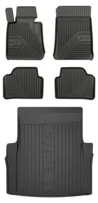 Image de Tapis en caoutchouc + bac de coffre pour BMW Seria 3 E92 2006-2012 (coupé, coffre standard) – 5 pièces, noirs, sur mesure