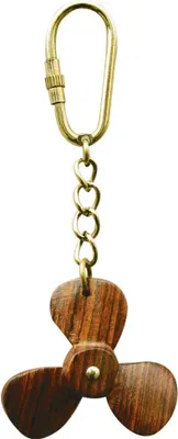Produktbild von Schiffsschraube Schlüsselanhänger aus Holz und Messing 11x4,5cm Nautische Deko