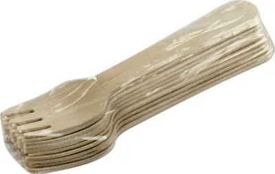 Immagine prodotto di forchetta di legno 16 cm (10 pezzi) monouso