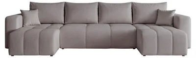 Zdjęcie produktu dla HuskyMeble Narożnik PEDRI z funkcją spania i pojemnikiem na pościel Kształt U, Rozkładana sofa, Rogówka - Szary - Manila 16